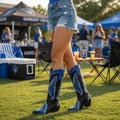 The Weekender Boot in Blue and Black — tailgate photo