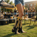 The Weekender Boot in Black and Gold — tailgate photo