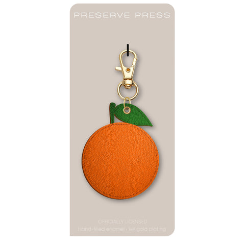 Orange Leather Bag Charm