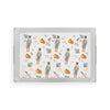 Decorative tray with nutcracker and pumpkin pattern on a white background