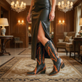 The Weekender Boot in Black and Orange — lifestyle photo