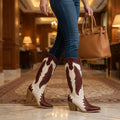 The Weekender Boot in Maroon and Orange — lifestyle photo